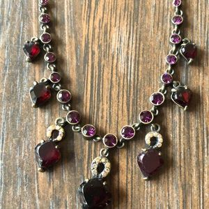 Beautiful rhinestone necklace magenta red aurora
